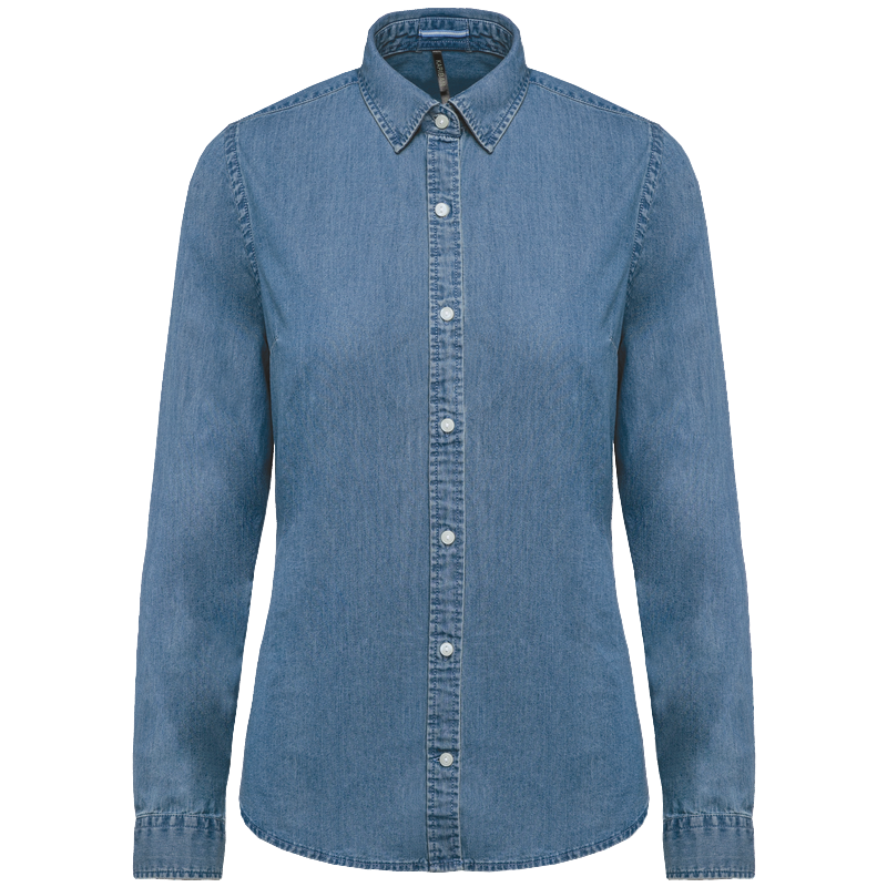 Chemise Coton Chambray Femme 160 - Bleu