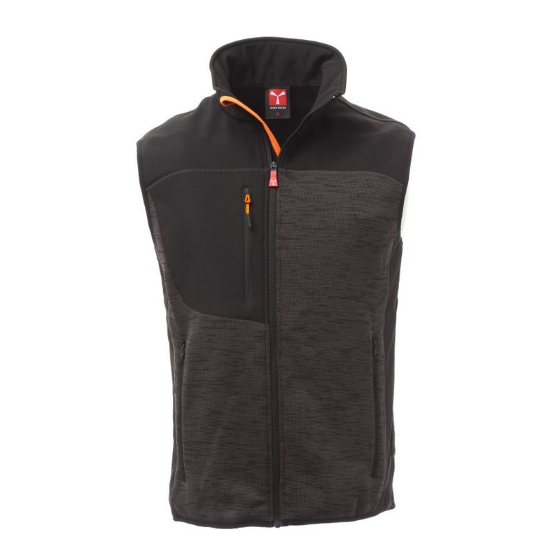 Gilet Polaire Tricot Storm 380 - Gris acier chiné/noir/orange fluo