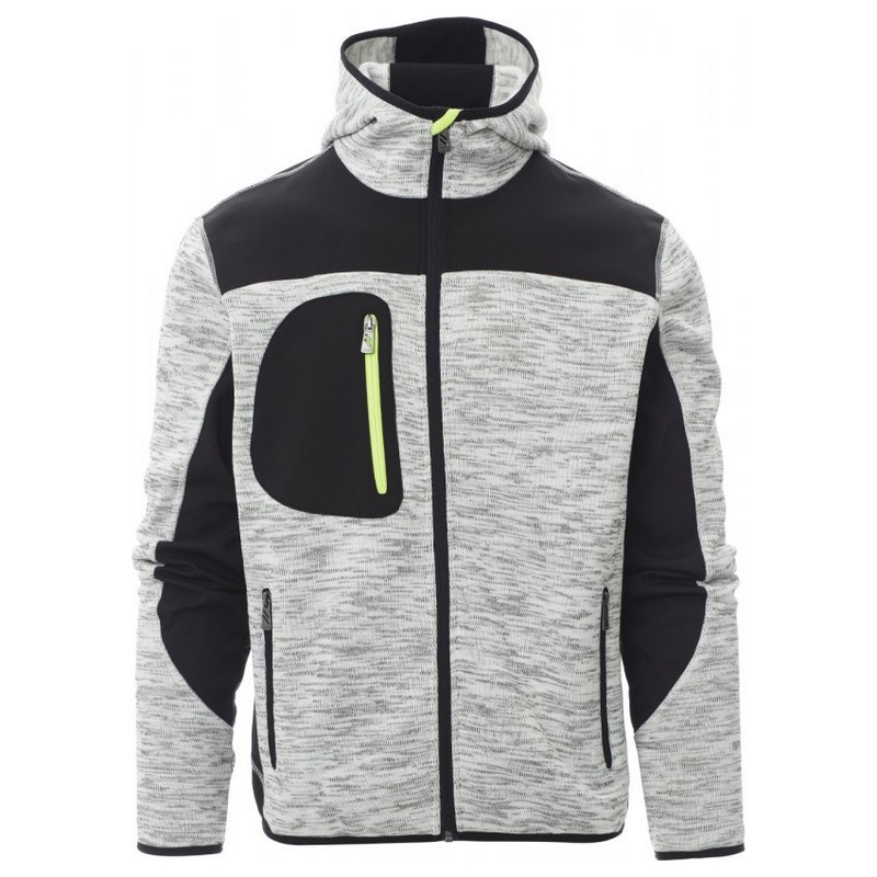 Veste Tricot Capuche Trip 380 - Gris chiné/noir/jaune fluo