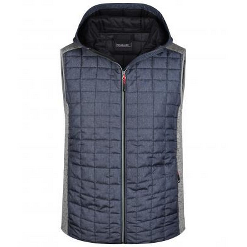 Gilet Tricot Hybride Homme Capuche - Gris clair mélangé/anthracite mélangé