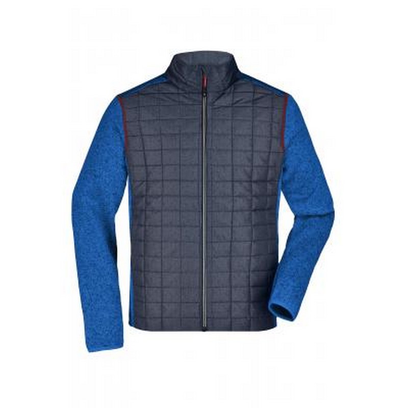 Veste Tricot Hybride Homme - Royal mélangé/anthracite mélangé
