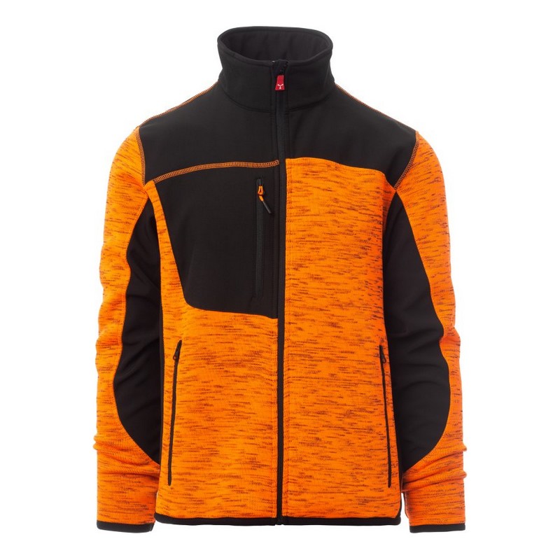 Veste Tricot Technique Travel 380 - Orange fluo/noir