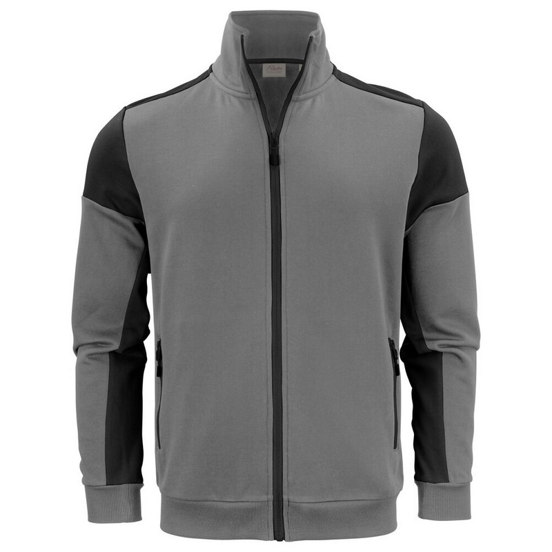 Sweat Bicolore Zippé Prime 280 - Gris acier / noir