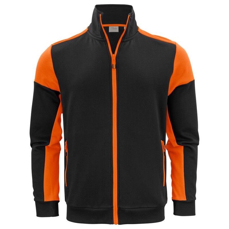 Sweat Bicolore Zippé Prime 280 - Noir/orange