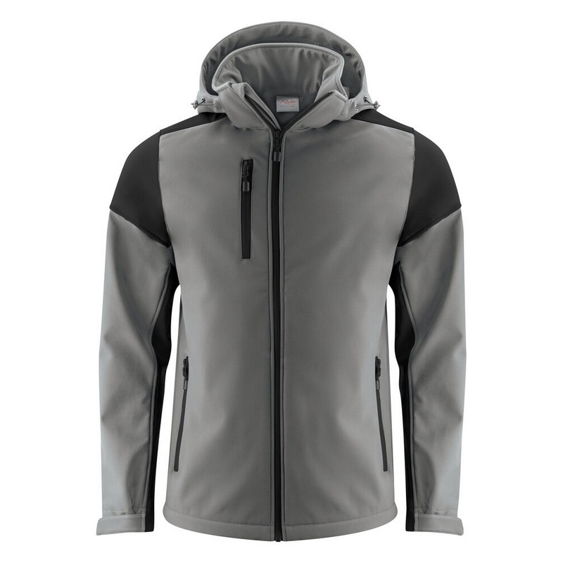Softshell Bicolore Capuche Amovible Prime 280 - Gris acier / noir