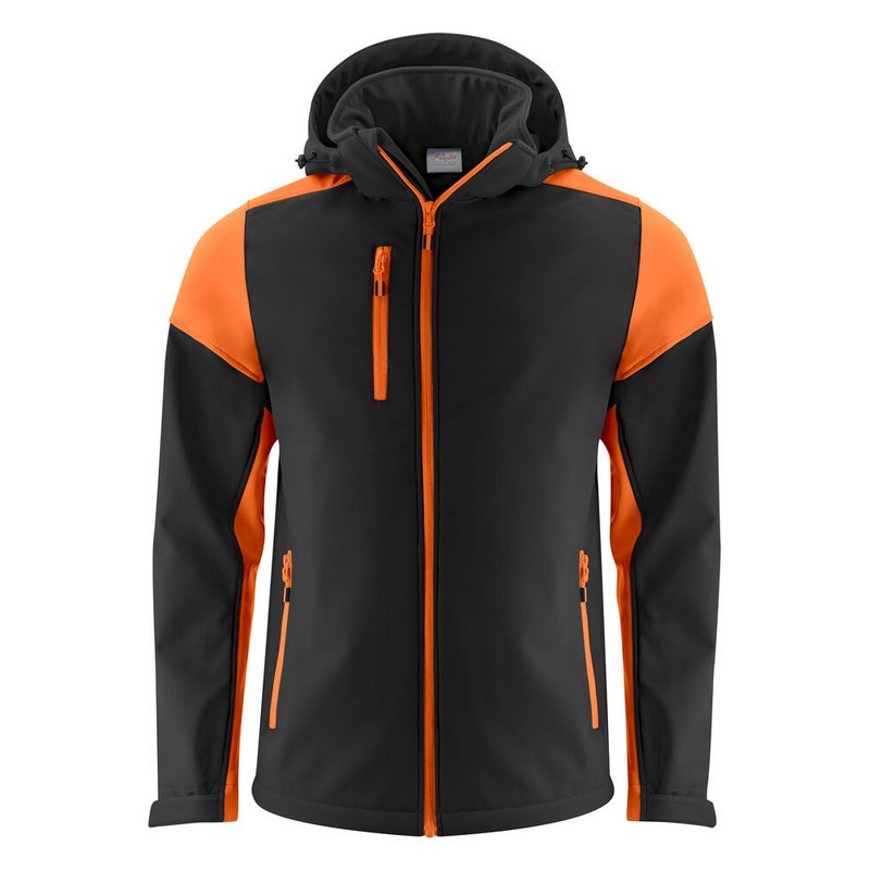Softshell Bicolore Capuche Amovible Prime 280 - Noir/orange