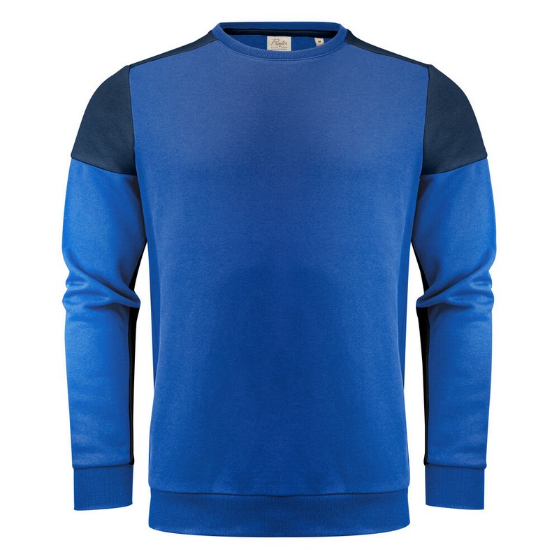 Sweat Bicolore Col Rond Prime 280 - Cobalt/marine