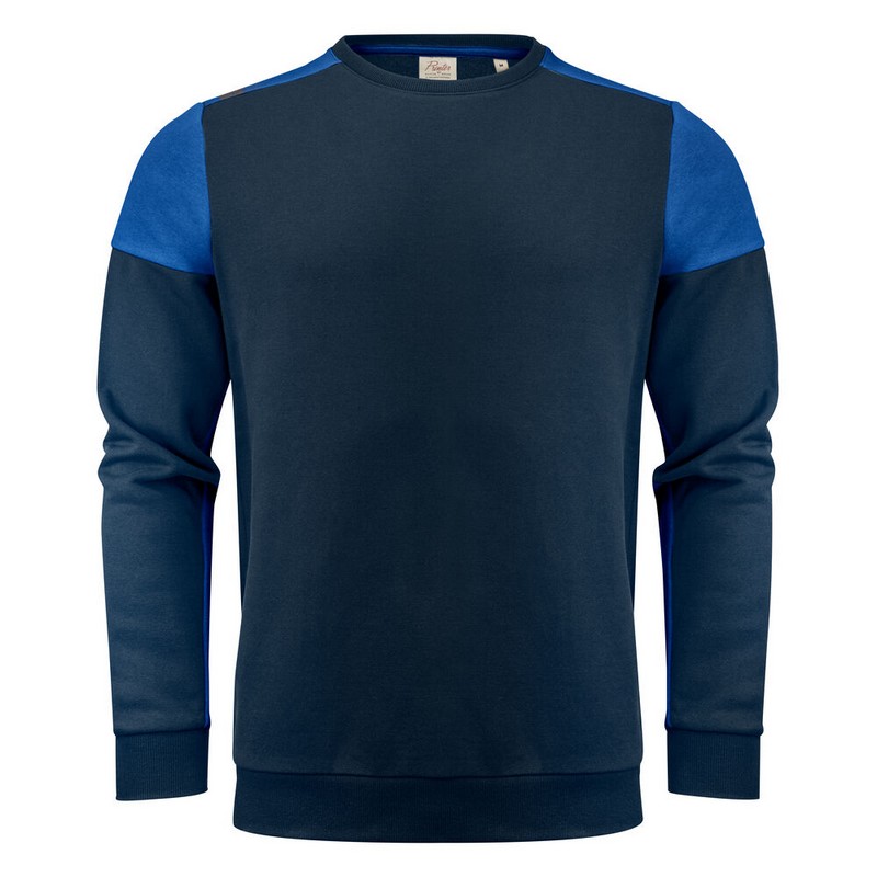 Sweat Bicolore Col Rond Prime 280 - Marine/cobalt