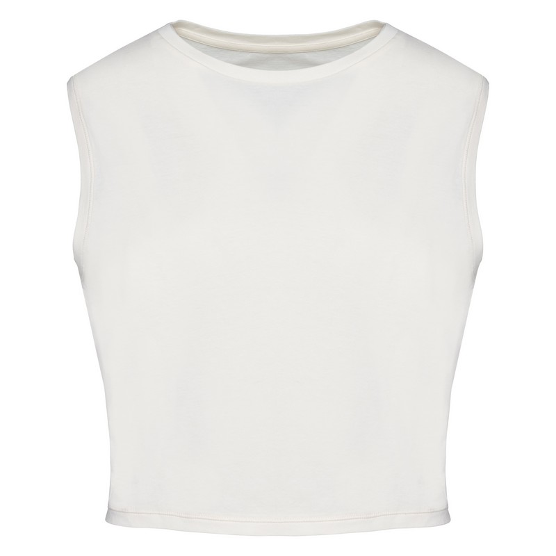Tee Shirt Crop Sans Manches femme 165 - washed ivory