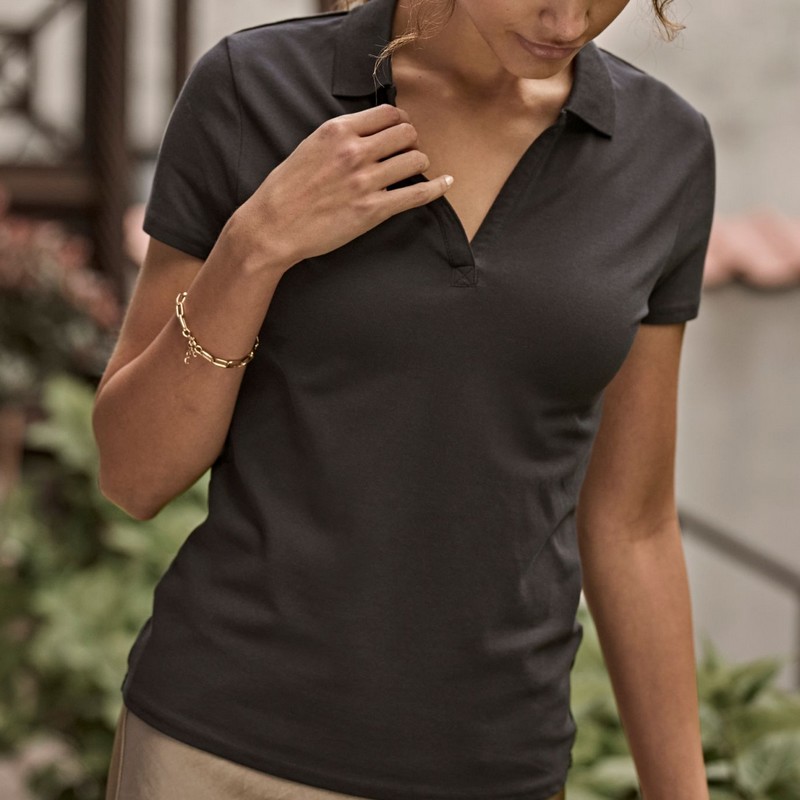 Polo Stretch V Neck Luxe Femme